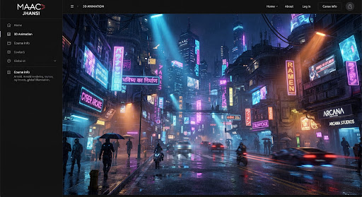Neon-lit futuristic street render with Arnold lighting