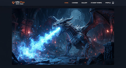 Dragon breathing blue fire VFX simulation
