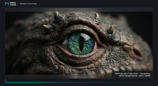 Macro render of sculpted creature eye in ZBrush